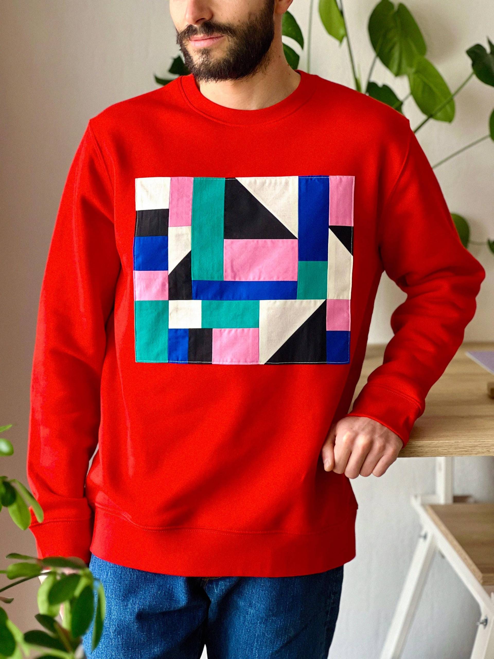 Einzelstück - Sweatshirt Mit Handgemachtem Patchwork Unisex Pullover Handgefertigter Patchworkpullover Upcycling, Ökodesign, Colorblock Einzelstück - Sweatshirt Mit Handgemachtem Patchwork Unisex Pullover Handgefertigter Patchworkpullover Upcycling, Ökodesign, Colorblock von JosieCreas