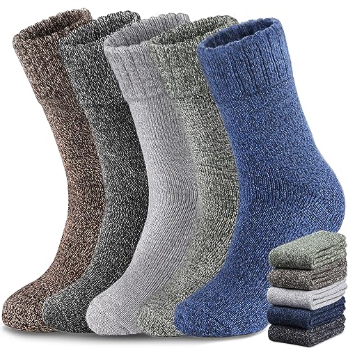 Yeblues Thermosocken Herren,5 Paar Dicke Warme Wintersocken Herren,Wollsocken Thermo Socken Männer, Atmungsaktiv Warm Merino Winter für Outdoor Wandersocken Lauf Skisocken 39-46 von Josnown