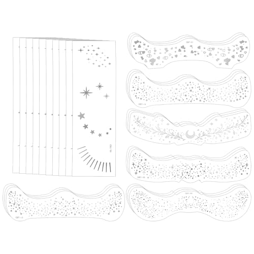 28 Blätter Glitzer Freckles Tattoo Set Face Sommersprossen Tattoos Temporäre Gesichtsbemalung Glitter Patches Glitzerpunkten Make Up Accessoires Gesichtstattoos Für Damen Frauen Halloween（Silber） von Josojoou