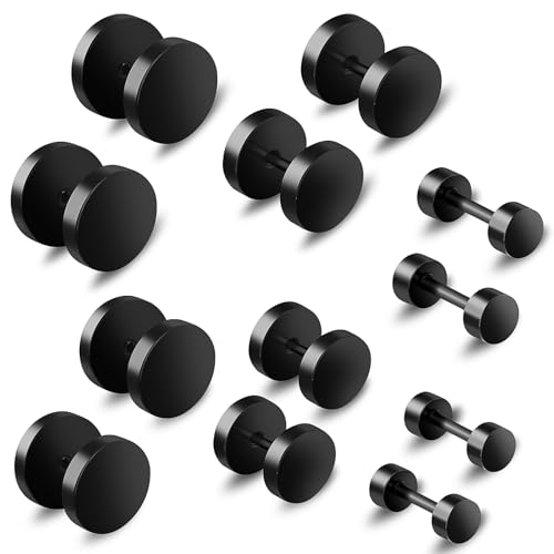 6 Paar Schwarze Ohrringe Männer Ohrstecker Schwarz 4–10 Mm Edelstahl Hypoallergen Schwarze Ohrringe Punkt Fake Piercing Kreis Plug Tunnel Herrenohrringe Unisex Set Für Männer Und Frauen 6 Paar Schwarze Ohrringe Männer Ohrstecker Schwarz 4–10 Mm Edelstahl Hypoallergen Schwarze Ohrringe Punkt Fake Piercing Kreis Plug Tunnel Herrenohrringe Unisex Set Für Männer Und Frauen von Josojoou