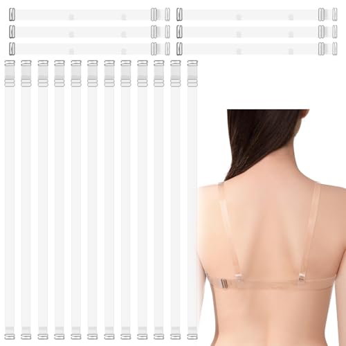 6 Sets 18 Stück Durchsichtige BH Träger Transparente Ersatz BH Träger Durchsichtig Verstellbare Unsichtbare Klare BH Schultergurte rutschfeste Schulter- Und Rückenträger Für Damen Frauen von Josojoou