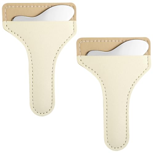 Josojoou Eyeliner-Schablonen aus Edelstahl, 2 Stück, Eyeliner-Hilfe inklusive 2 PU-Lederetui, Wimpern-, Lidschatten-, Lippenstift-Applikator-Anleitungswerkzeug, multifunktionales von Josojoou