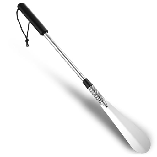 Josojoou Schuhlöffel mit langem Griff für Senioren, 41,9 - 80 cm, ausziehbarer Schuhlöffel, Teleskop-Reise-Schuhe, Helfer und Hilfsmittel, Edelstahl-Schuhlöffel für Damen und Herren von Josojoou