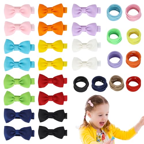 120 Stück Baby Haarschmuck Set, Kleine Mädchen Haarspangen mit Haargummis, Cute Multicolor Haarschleifen-Clips Elastisch Haarbänder für Neugeborene, Kleinkind, Kinder von Jostift