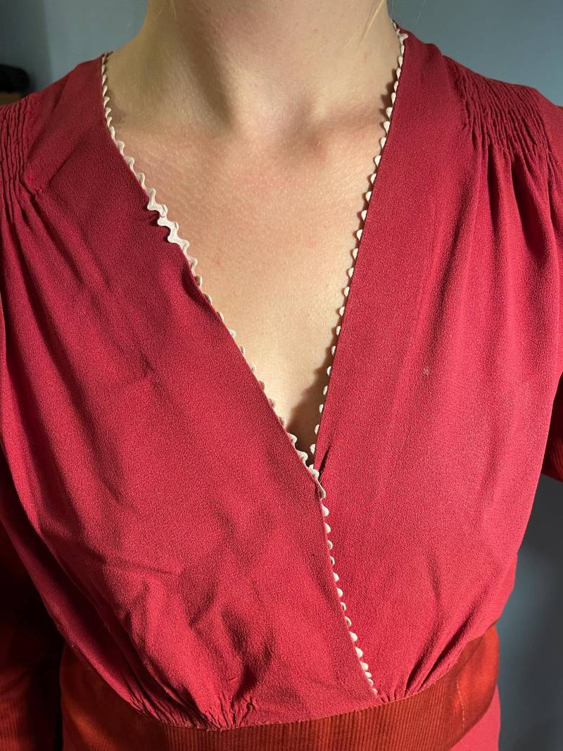 1930Er-1940 Rotes Kleid Besticktes Rockabillykleid Gr.s-M von JosuDeJosusVintagesh