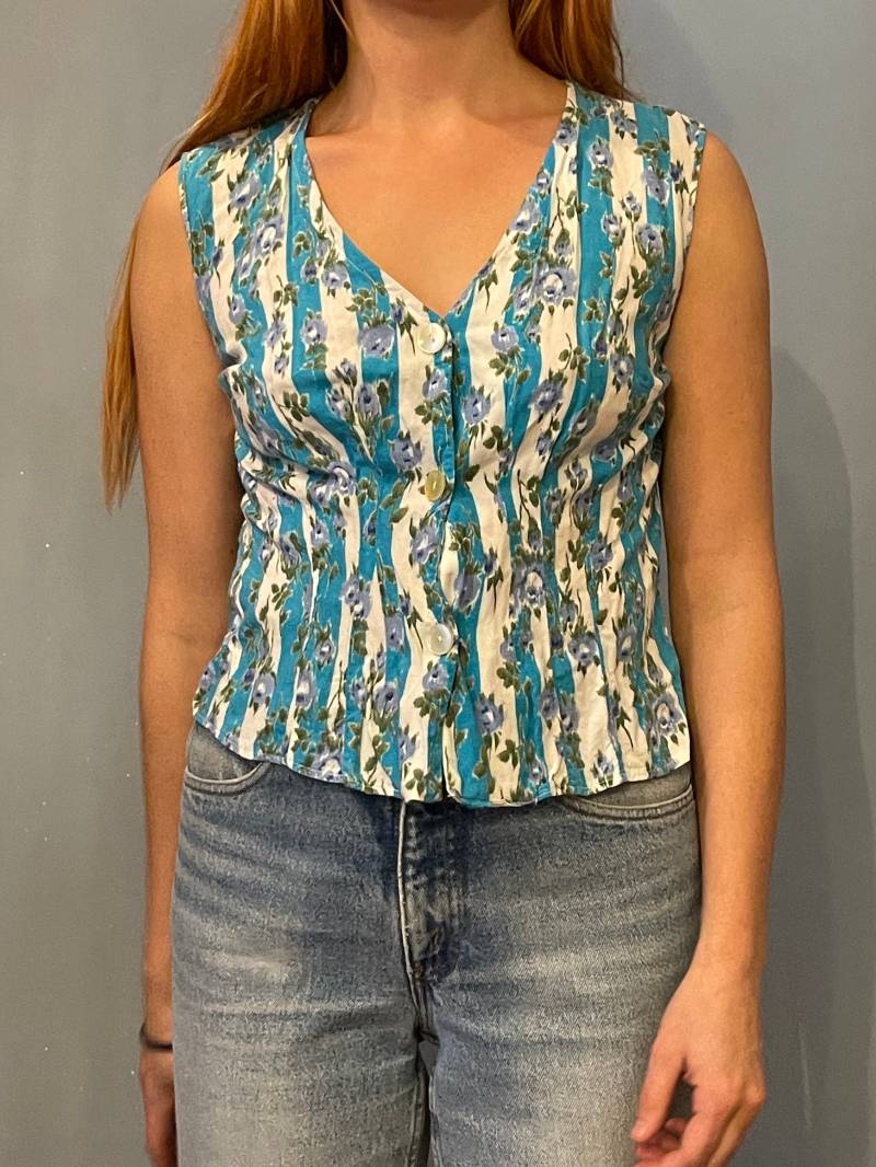 1970Er Blau Weißes Shirt Strand Kultur True Vintage 1970Er Blau Weißes Shirt Strand Kultur True Vintage von JosuDeJosusVintagesh