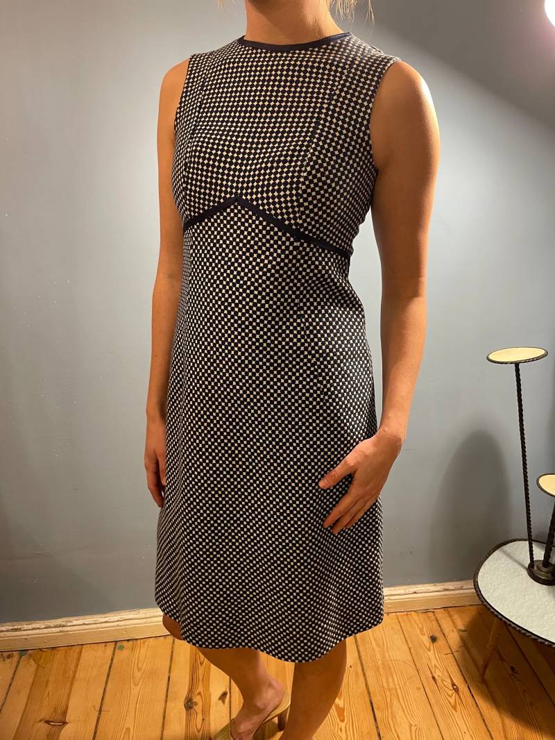 50Er Jahre Karo Blau-Weißes Kleid Größe S Bis M True Vintage von JosuDeJosusVintagesh