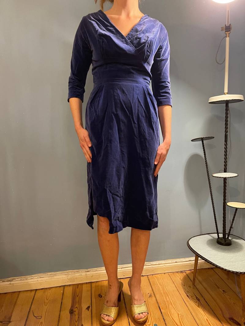 Blaues Samtkleid 1970Er True Vintage Marjorie Hamilton Wiggle Größe M-L Blaues Samtkleid 1970Er True Vintage Marjorie Hamilton Wiggle Größe M-L von JosuDeJosusVintagesh