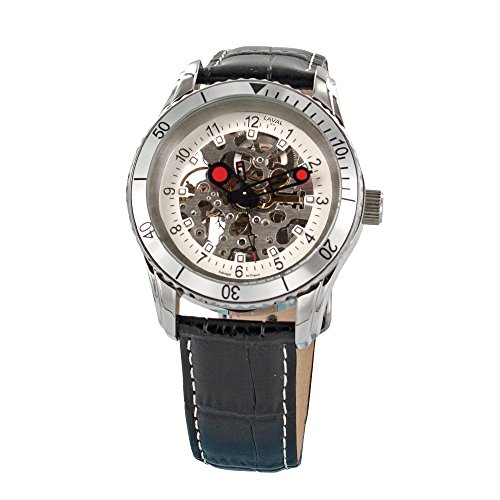 jouailla – Automatik Herrenuhr, Gehäuse Stahl Armband-Spaltleder-Büffelleder Krokoprint, von Jouailla