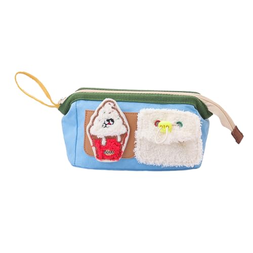 Federmäppchen mit niedlichem Cartoon-Burger-Muster, japanische Stickerei, Studenten-Schreibwaren-Aufbewahrungstasche – himmelblaue Burger-Stifttasche von Joucien