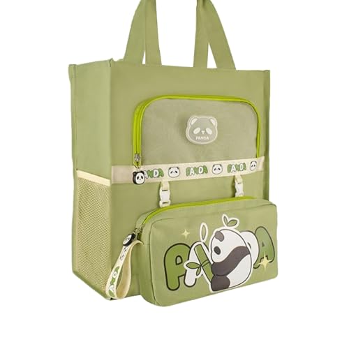 Joucien Aufbewahrungstasche für Schüler, Cartoon-Panda, große Kapazität, Buch-Tragetasche, Panda-2, Einheitsgröße von Joucien