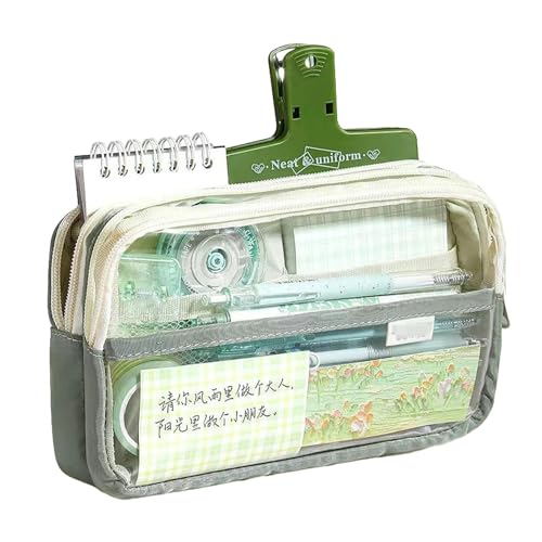 Joucien Einfache und transparente koreanische Version Mädchen Federmäppchen Grundschule Schreibwaren Bleistift Aufbewahrungsbox - Grün von Joucien