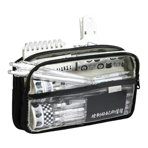 Joucien Einfache und transparente koreanische Version Mädchen Federmäppchen Grundschule Schreibwaren Bleistift Aufbewahrungsbox - Schwarz von Joucien