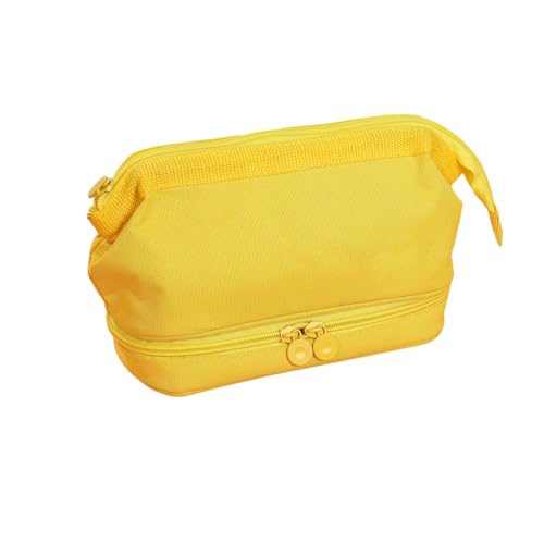 Joucien Einfaches Federmäppchen in Bootsform für männliche und weibliche Studenten, einfache mehrschichtige Federmäppchen, Aufbewahrungstasche, Ingwergelb von Joucien
