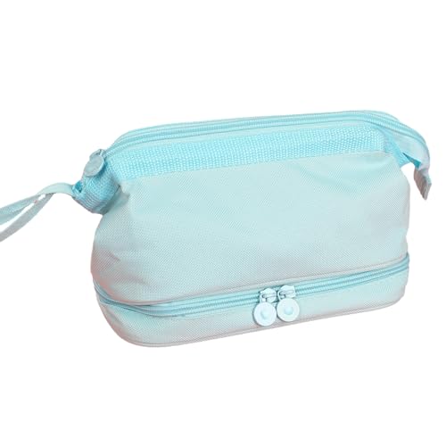 Joucien Einfaches Federmäppchen in Bootsform für männliche und weibliche Studenten, einfache mehrschichtige Federmappe Aufbewahrungstasche - Hellblau von Joucien