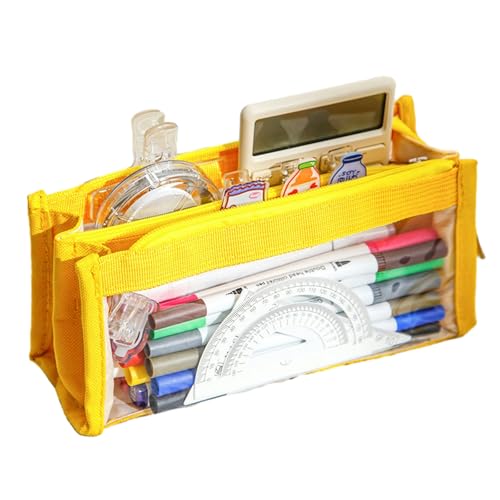 Joucien Einfaches und personalisiertes Federmäppchen für Schreibwaren für Damen und Herren – zitronengelbes 6-lagiges Federmäppchen von Joucien