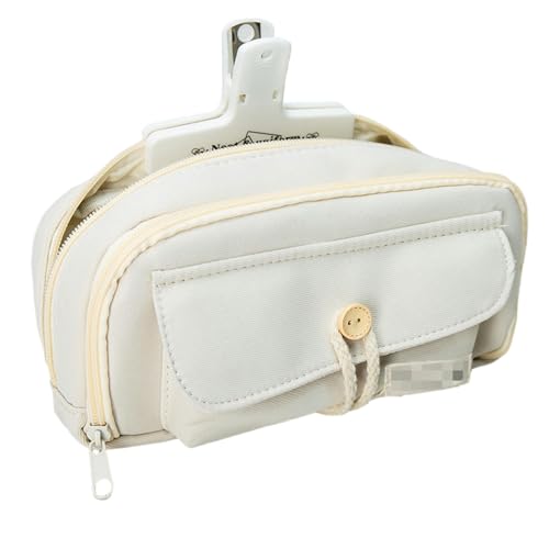 Joucien Einfaches und personalisiertes Federmäppchen für männliche und weibliche Studenten, koreanische Schreibwaren-Bleistift-Aufbewahrungstasche – Beige + Puppe von Joucien