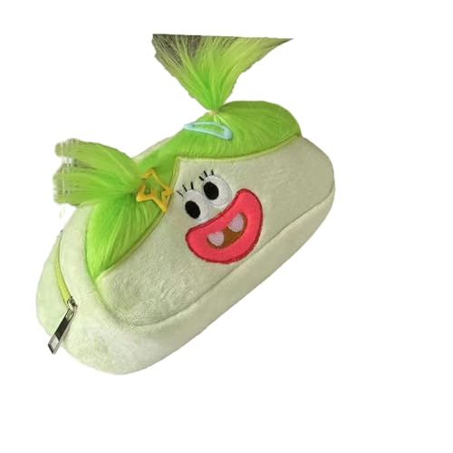 Joucien Kreatives und schrulliges explosives Federmäppchen, niedliches Plüsch, große Kapazität, Schreibwaren-Aufbewahrungstasche, grüne Puppe [Haar-Accessoire-Set] von Joucien