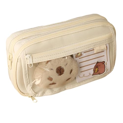 Joucien Niedliches und einfaches Federmäppchen für Schülerprüfungen, Grundschule, Schreibwaren, Bleistift-Aufbewahrungstasche, neun Schichten, Weiß + 5 Stifte + Notizen + Clip von Joucien