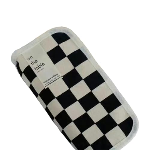 Joucien Schlichtes und personalisiertes schwarz-weißes Federmäppchen, Schreibwaren, Bürobedarf, Aufbewahrungstasche – Schachbrettmuster [weißer Rand] von Joucien