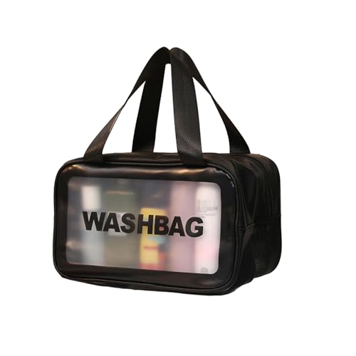 Joucien Tragbare einfache und personalisierte Make-up-Tasche für Damen, Hand-Kulturbeutel, wasserdichte Reise-Aufbewahrungstasche, Schwarz-klein, One size fits all von Joucien
