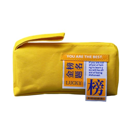 Oxford Cloth Large Capacity Student Pencil Case Creative Inspirational Text Double-Layer Storage Bag, Golden List Winners - Yellow Edition, Einheitsgröße von Joucien