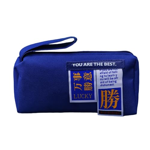 Oxford Cloth Large Capacity Student Pencil Case Creative Inspirational Text Double-Layer Storage Bag, Victory in Everything - Blue Edition, Einheitsgröße von Joucien