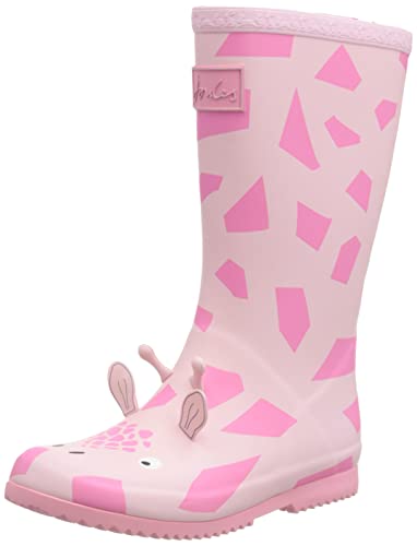 Joules Baby-Mädchen Jnr Roll Up Gummistiefel, Rosa/Giraffenmuster, 27 EU von Joules