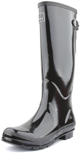 Joules Damen Fieldwelly Gloss Gummistiefel, True Black, 42 EU von Joules