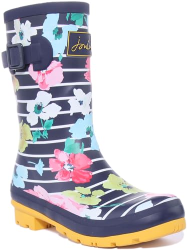 Joules Damen Molly Welly Gummistiefel, Black Stripe Floral, 36 EU von Joules