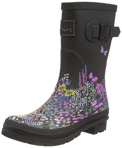 Joules Damen Molly Welly Gummistiefel, Schwarz Ditsy, 39 EU Weit von Joules