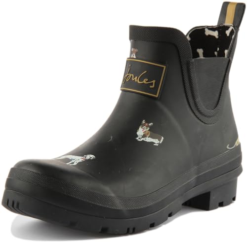 Joules Damen Wellibob Gummistiefel, Black Dog, 43 EU von Joules