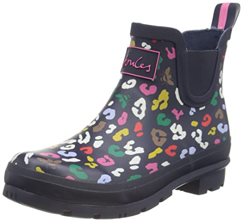 Joules Damen Wellibob Gummistiefel, Navy Bee Leopard, 36 EU Weit von Joules