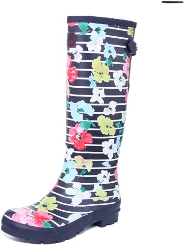 Joules Damen Welly Print Gummistiefel, Blue Stripe Floral, 37 EU von Joules