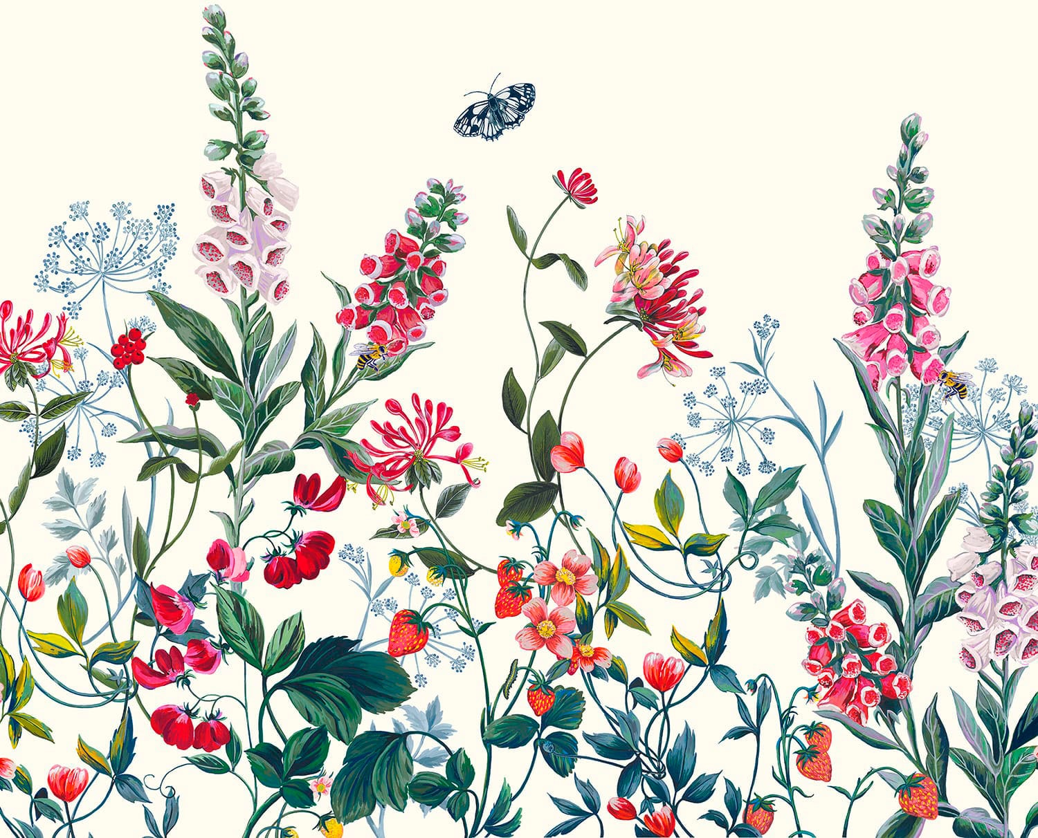 Joules Fototapete "Permaculture Garden Crème Mural 300x280cm", floral, floral von Joules