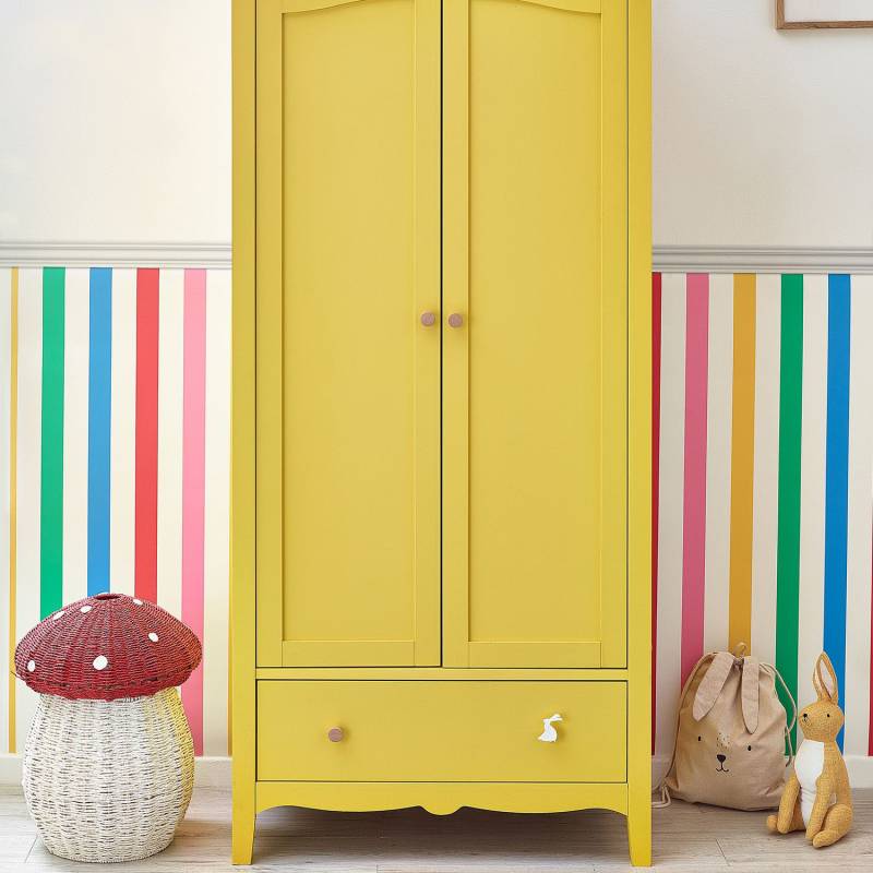 Joules Vliestapete "Country Critters Chunky Stripe White / Rainbow" Motiv glatt Motiv von Joules