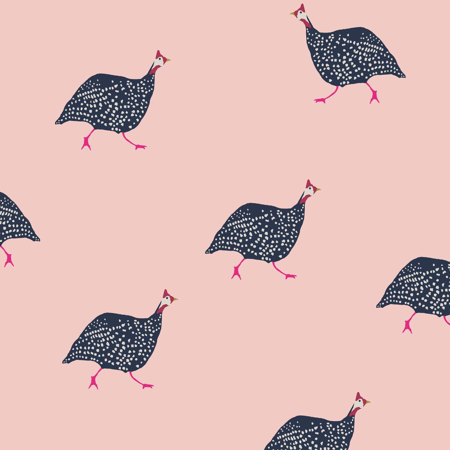 Joules Vliestapete "Guinea Fowl Blush Pink", animal print, animal print von Joules