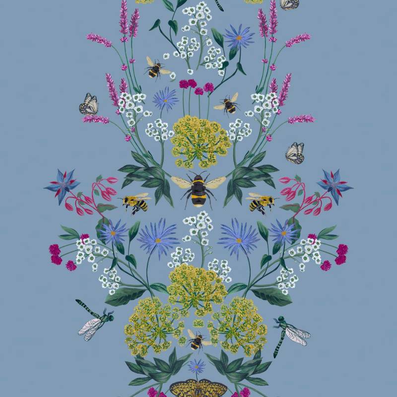 Joules Vliestapete "Perfect Pollinators Haze Blue", floral von Joules