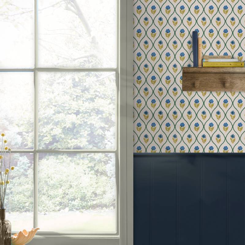 Joules Vliestapete "Trellis Floral Gold" geblümt glatt Design Tapeten von Joules