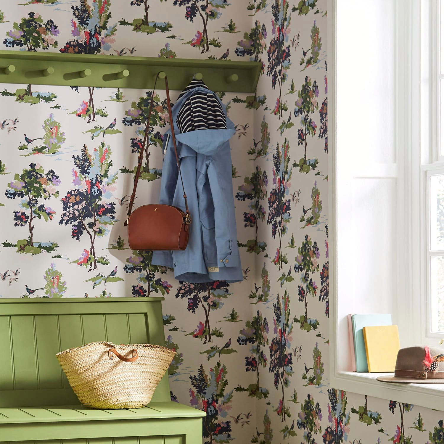 Joules Vliestapete "Woodland Scene Dawn Grey" botanisch glatt botanisch von Joules