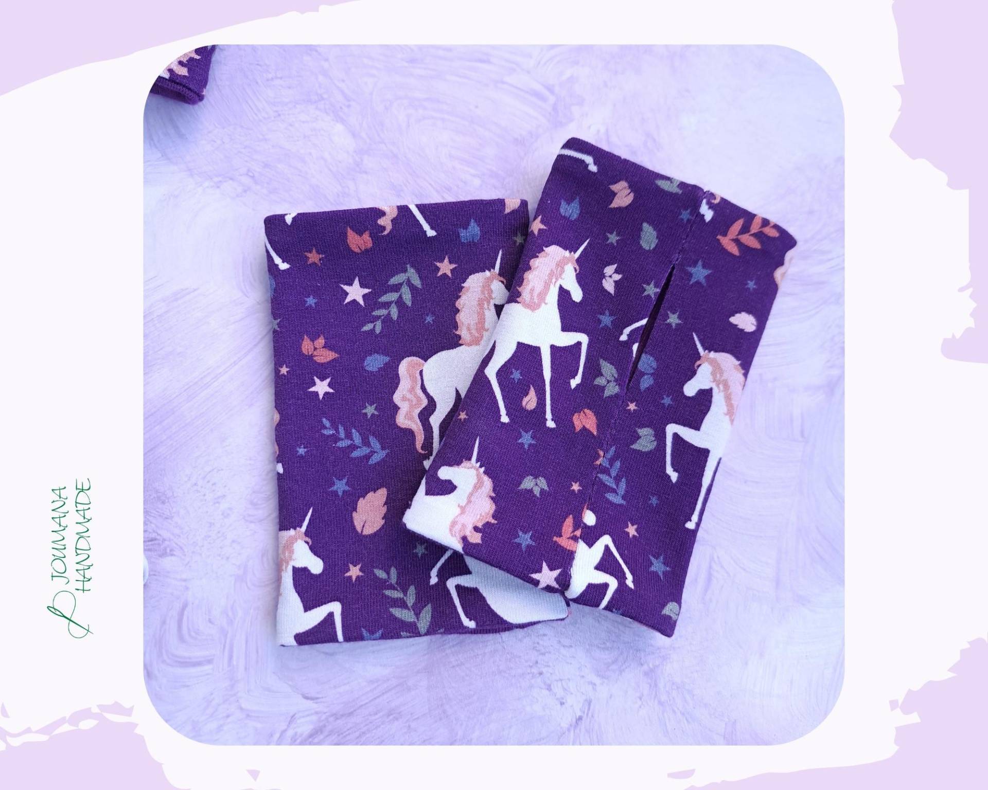 Kinder Handstulpen in Lila Mit Einhorn - Stulpen Pulswärmer Herbst Winter Kleidung von JoumanaHandmade