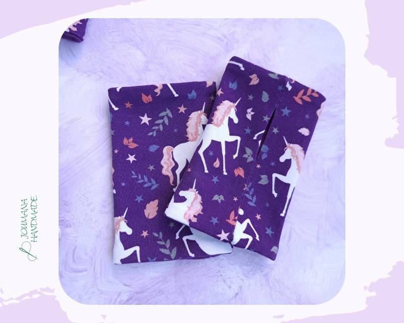 Kinder Handstulpen in Lila Mit Einhorn - Stulpen Pulswärmer Herbst Winter Kleidung von JoumanaHandmade