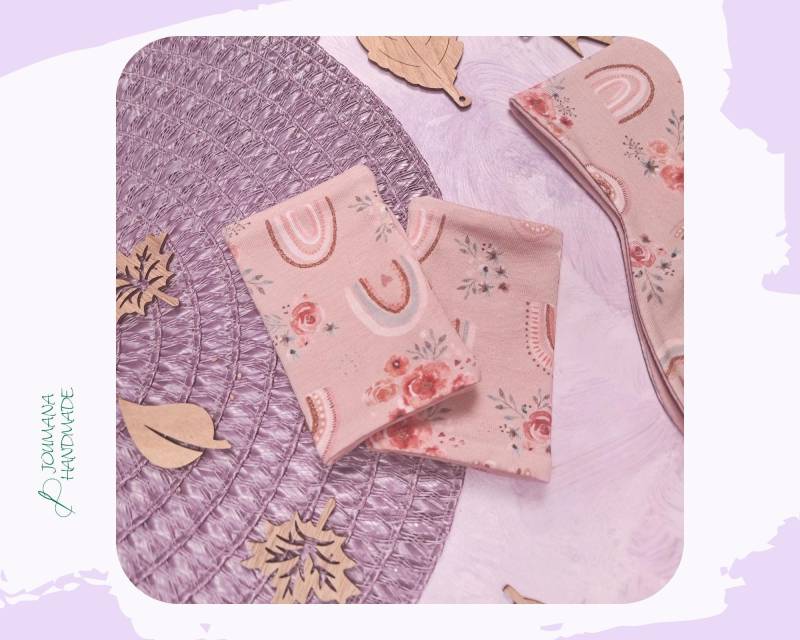 Pulswärmer Stulpen Für Kinder Altrosa Regenbogen Und Rosen - Herbstkleidung von JoumanaHandmade