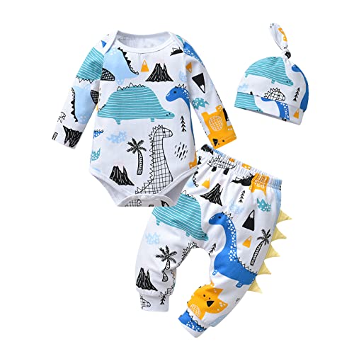 Joureker Neugeborenes Baby Junge Kleidung Graffiti Muster Print Strampler + Hose + Hut 3Pcs Outfits Set, weiß, 0 Monate von Joureker