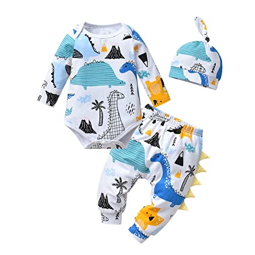Joureker Neugeborenes Baby Junge Kleidung Graffiti Muster Print Strampler + Hose + Hut 3Pcs Outfits Set, weiß, 3-6 Monate von Joureker