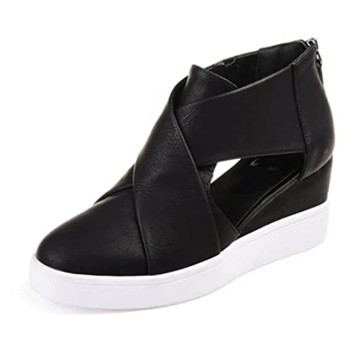 Journee Collection Damen Athleisure Criss Cross D'Orsay Sneaker Wedges, Schwarz (schwarz), 39 EU von Journee Collection