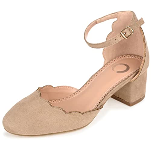 Journee Collection Damen Edna Heels mit Schnallen-Knöchelriemen und Tru Comfort Foam Fußbett, Taupe, 43 EU von Journee Collection