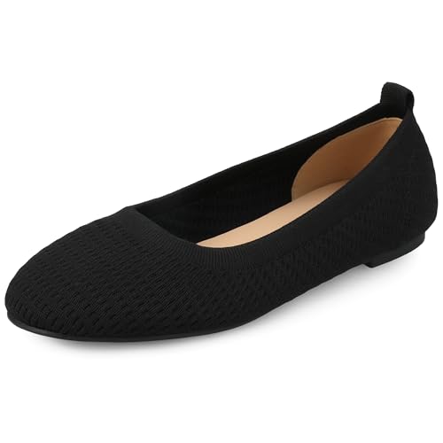 Journee Collection Damen Maryann Ballerinas, Schwarz breit, 39 EU Weit von Journee Collection