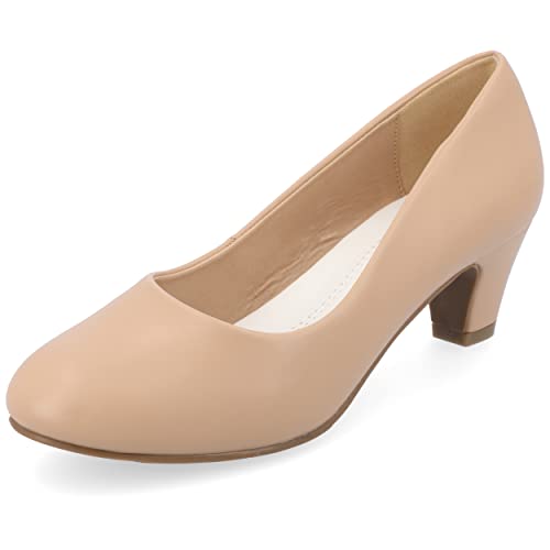 Journee Collection Klassische Damen-Pumps mit runder Zehenpartie, Beige (nude), 43 EU von Journee Collection