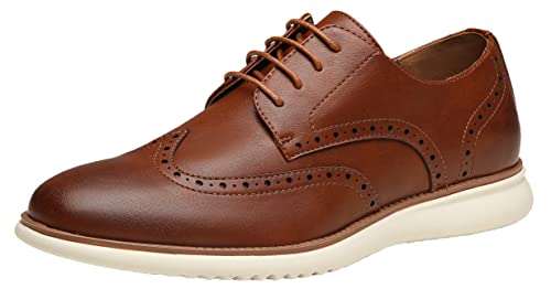 Jousen Herren Anzugschuhe Oxfords Casual Retro Klassisch Bequem Formal Derby Business Kleid Schuhe für Männer, Amy9007-oxblood, 46 EU von Jousen